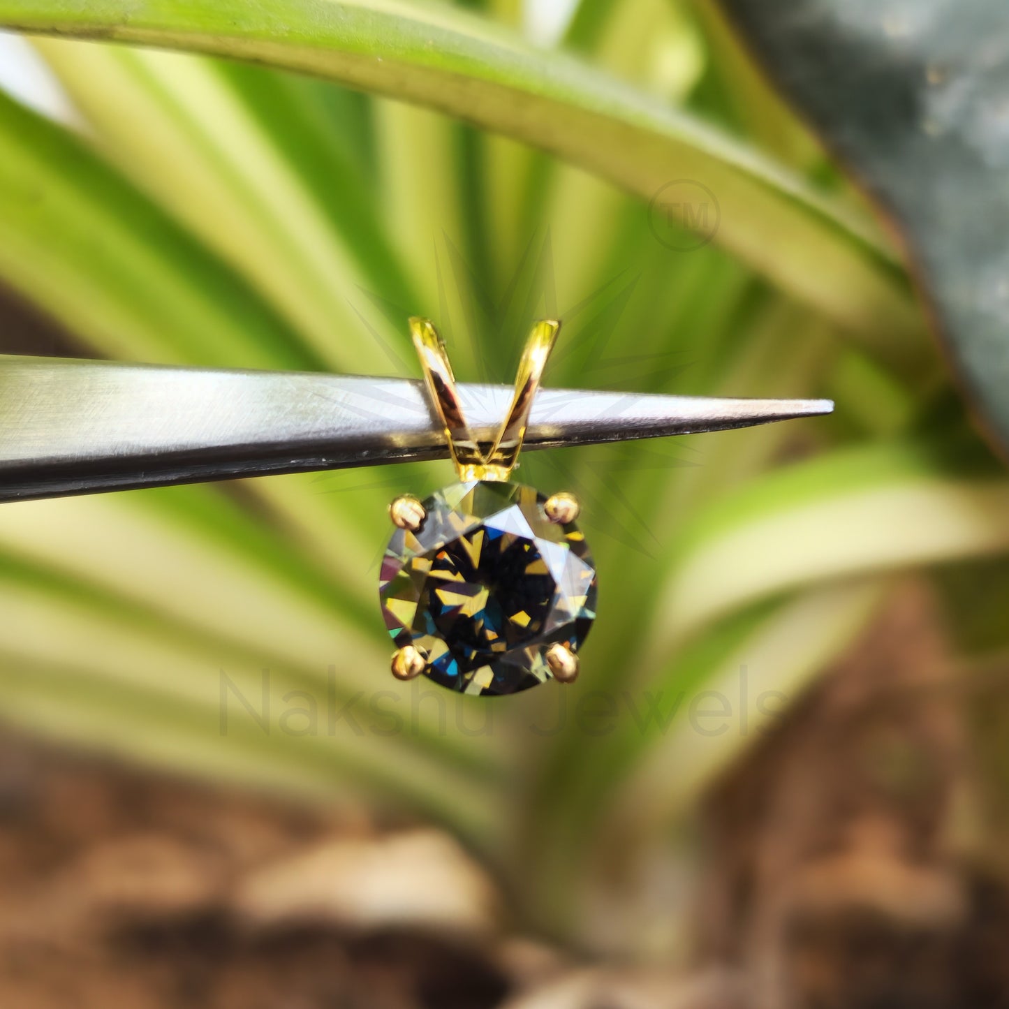 Greenish Round Moissanite Solitaire Wedding Pendant For Her