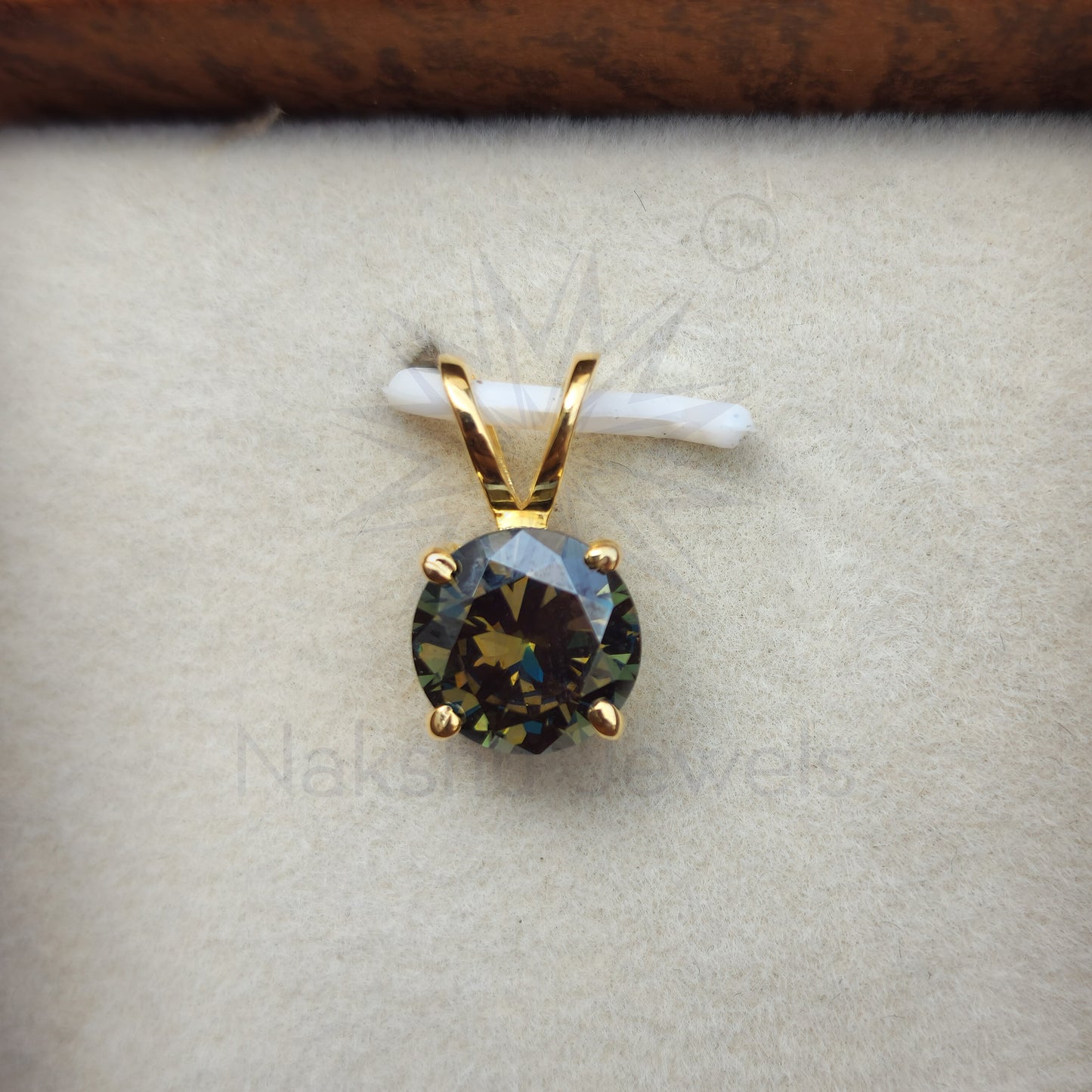 Greenish Round Moissanite Solitaire Wedding Pendant For Her