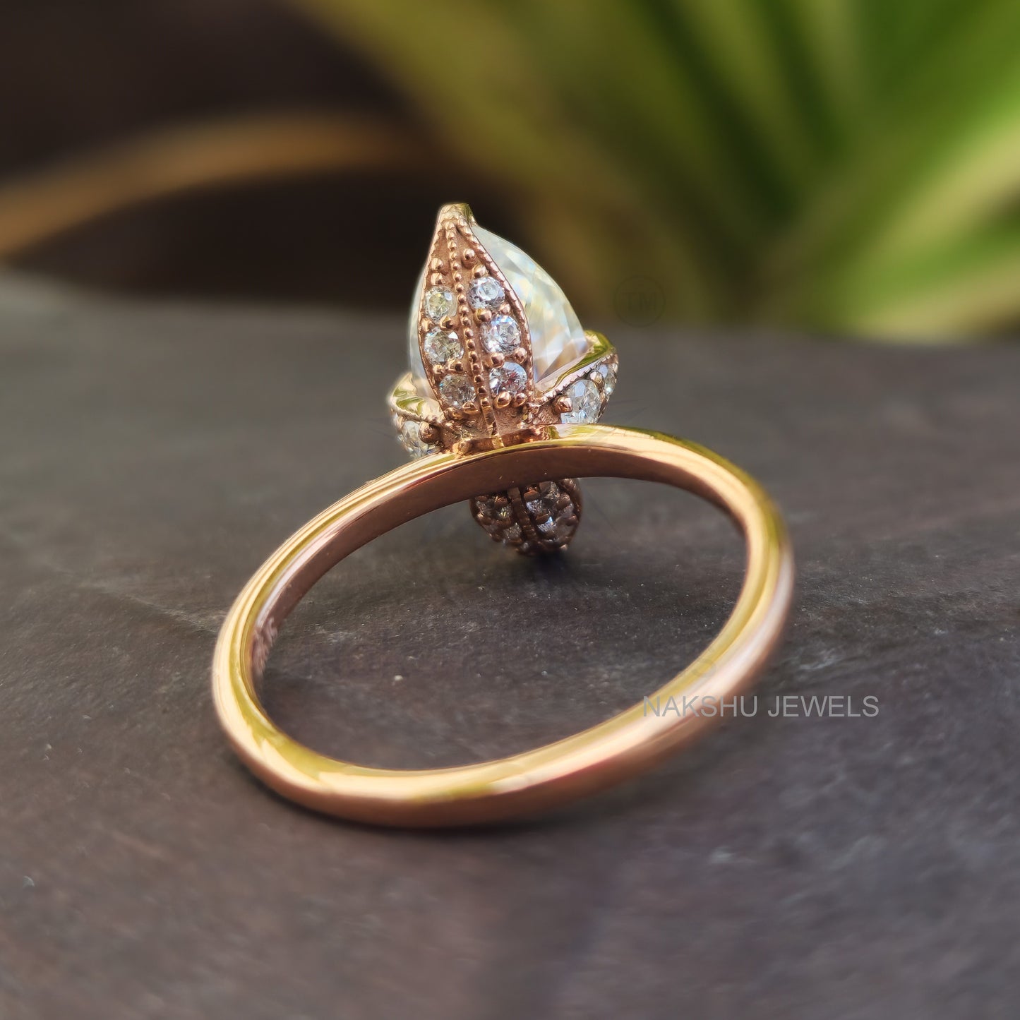 Art Deco Marquise Cut Moissanite Solitaire Engagement Ring