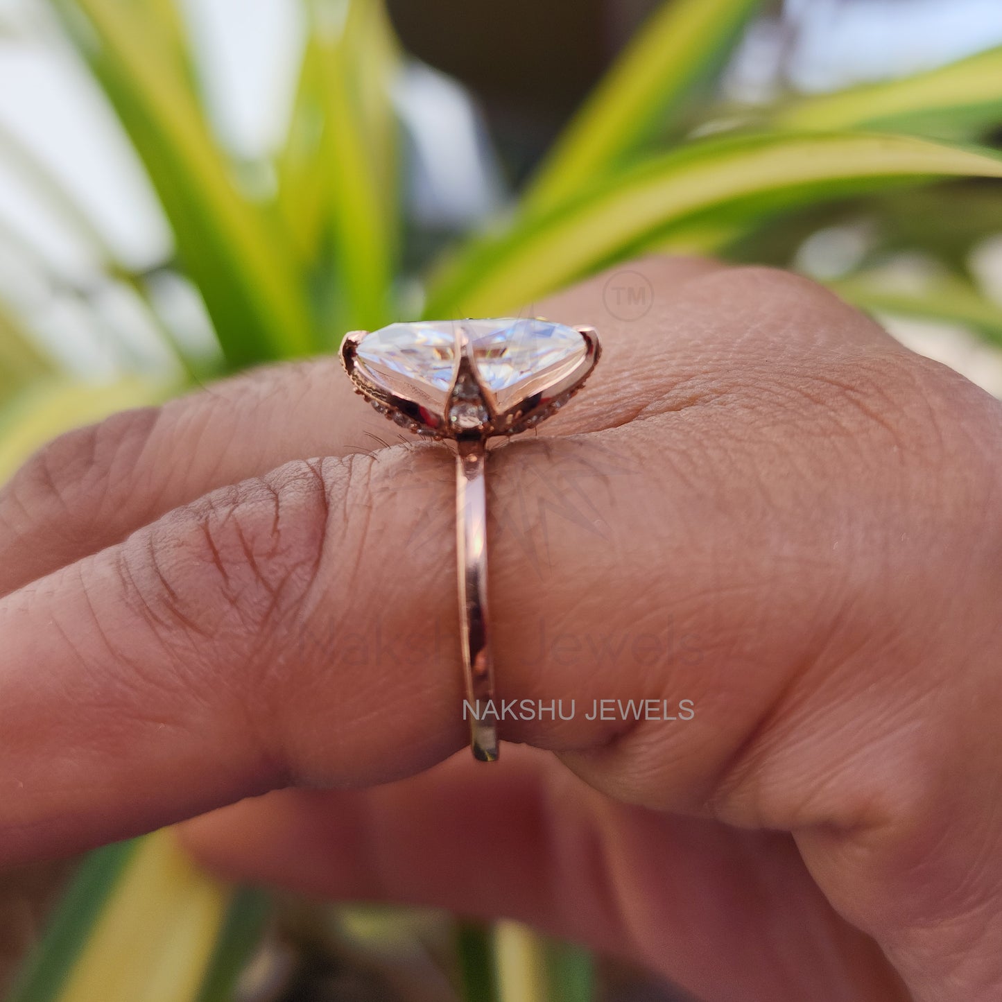 Art Deco Marquise Cut Moissanite Solitaire Engagement Ring