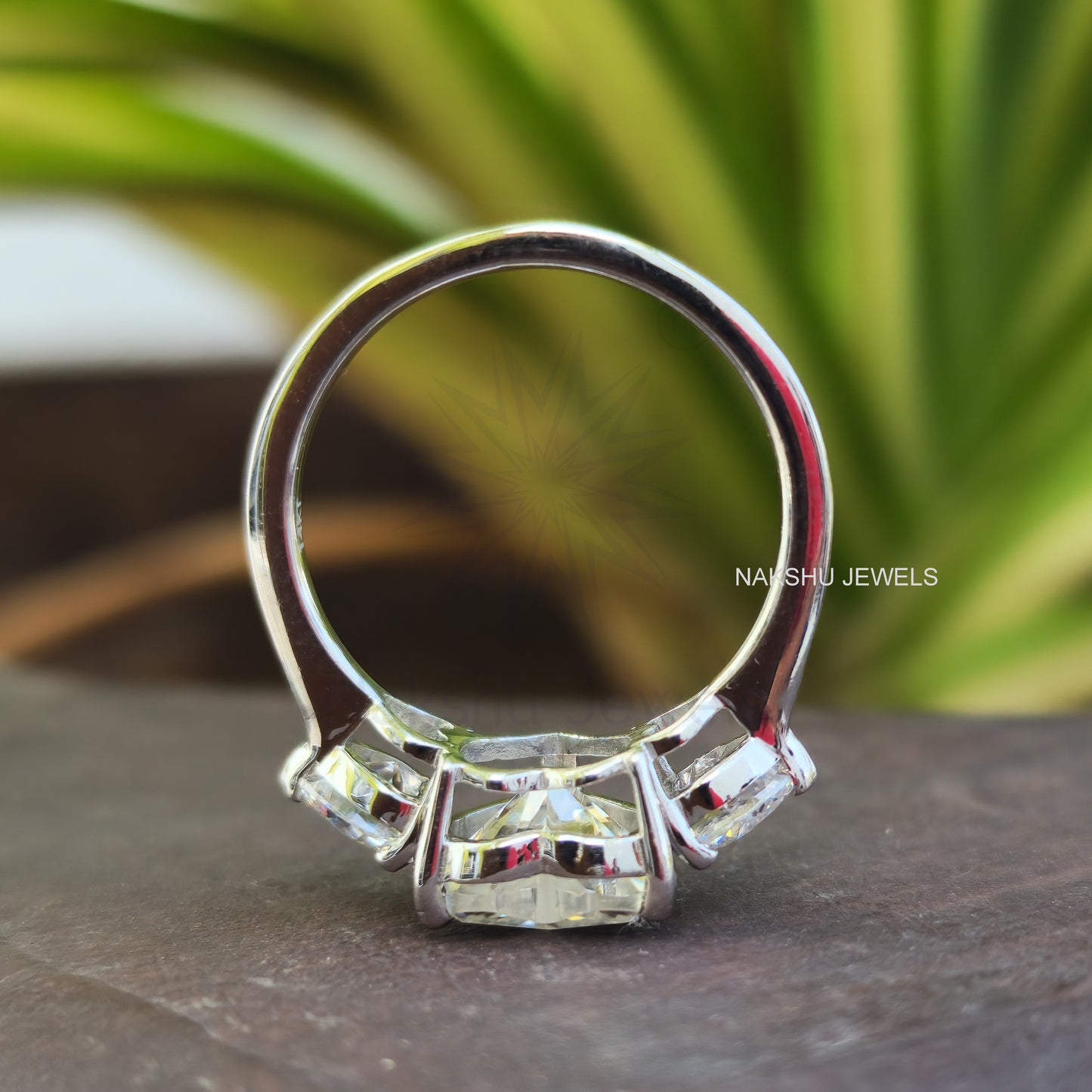 Heart Shape Moissanite Three Stone Engagement Ring