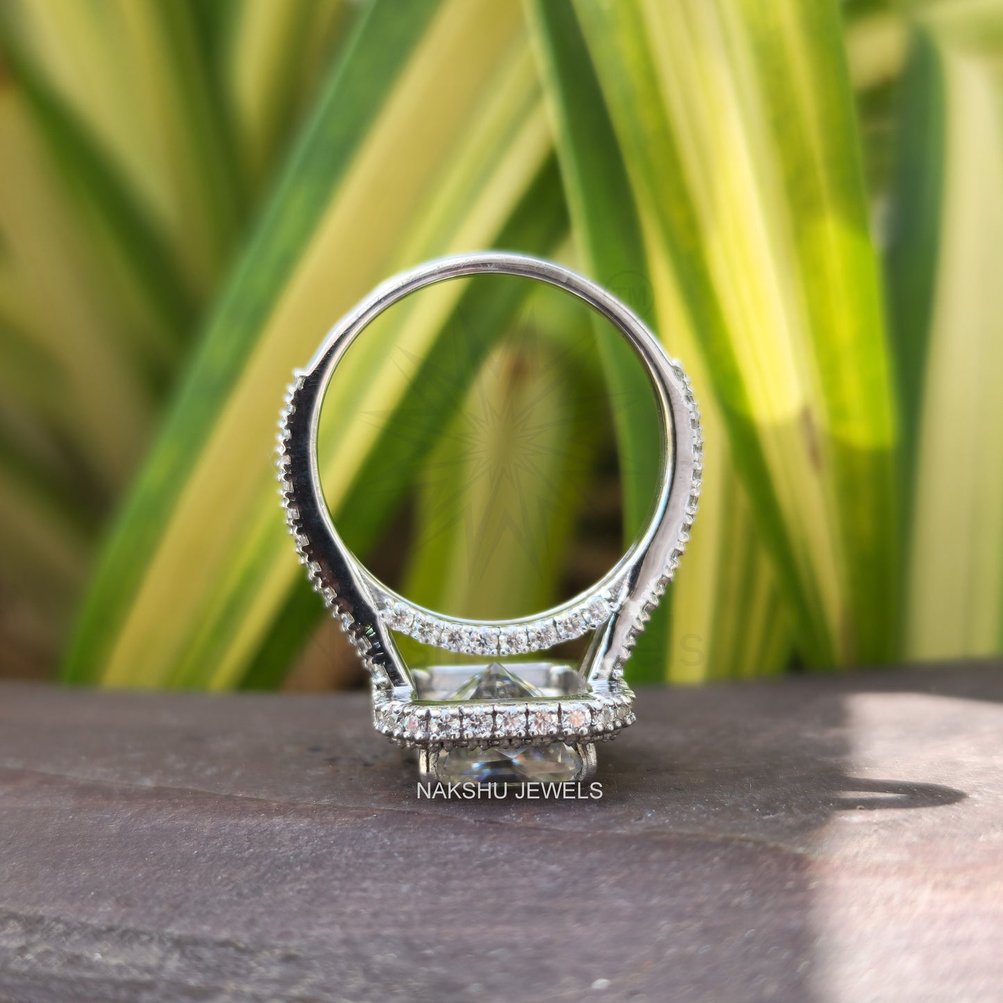 Split Shank Radiant Cut Moissanite Halo Bridal Set