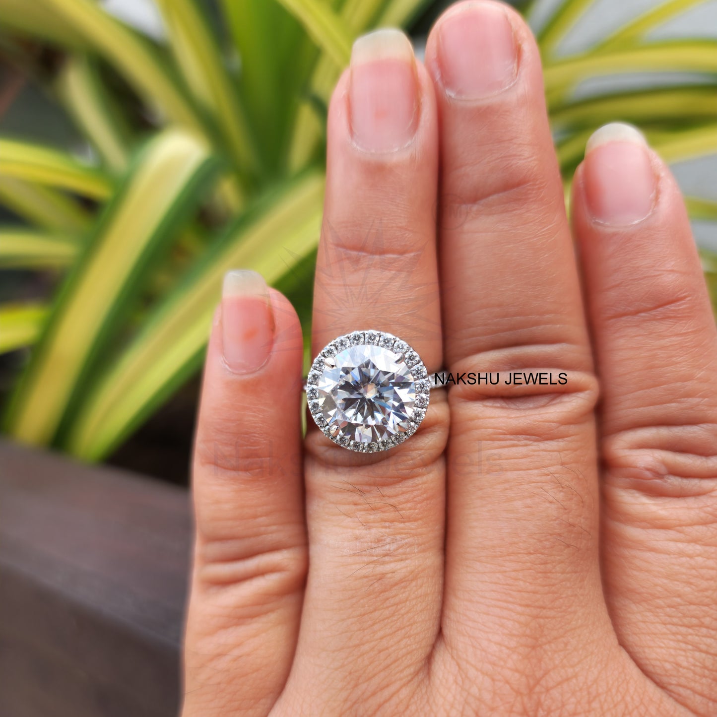 Large 5CT Round Cut Engagement Halo Engagement Wedding Ring