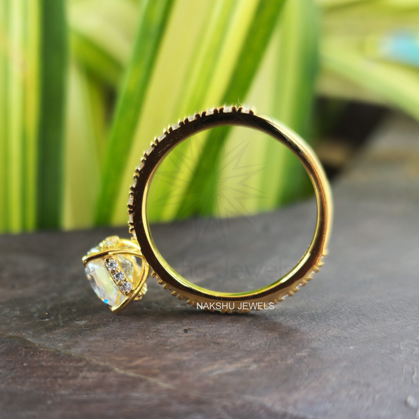 Cushion Brilliant Cut Moissanite Hidden Halo Pave Engagement