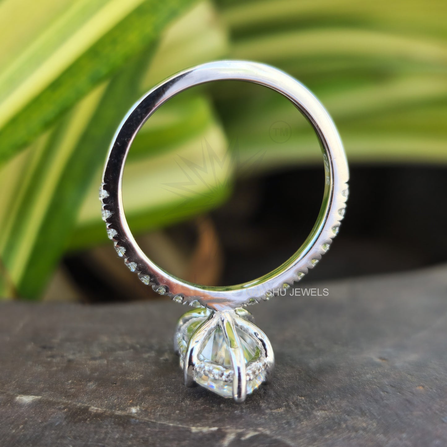Marquise Cut Moissanite Hidden Halo Bridal Set