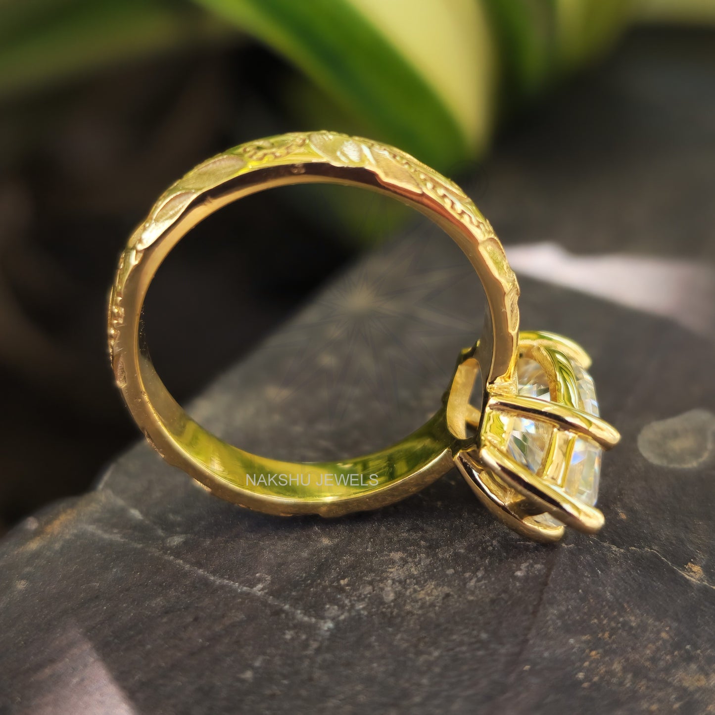 Vintage Marquise Cut Moissanite Solitaire Engagement Ring, Art Deco Set