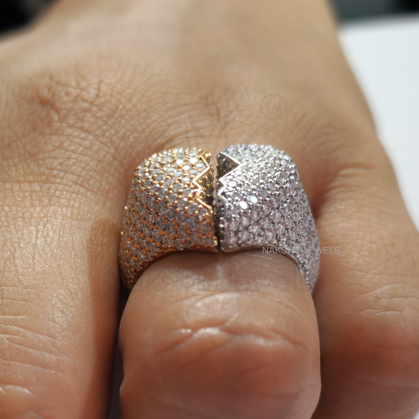 Broken Heart Moissanite Men's Iced Out Engagement Ring