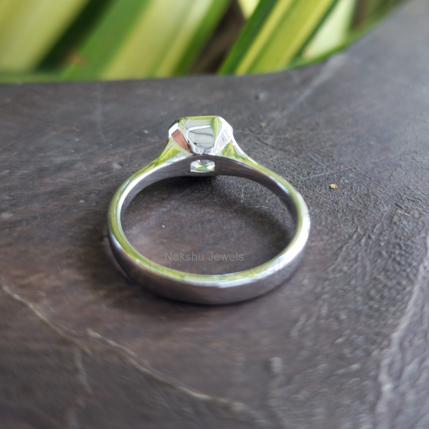 Asscher Cut Solitaire Moissanite Engagement Ring