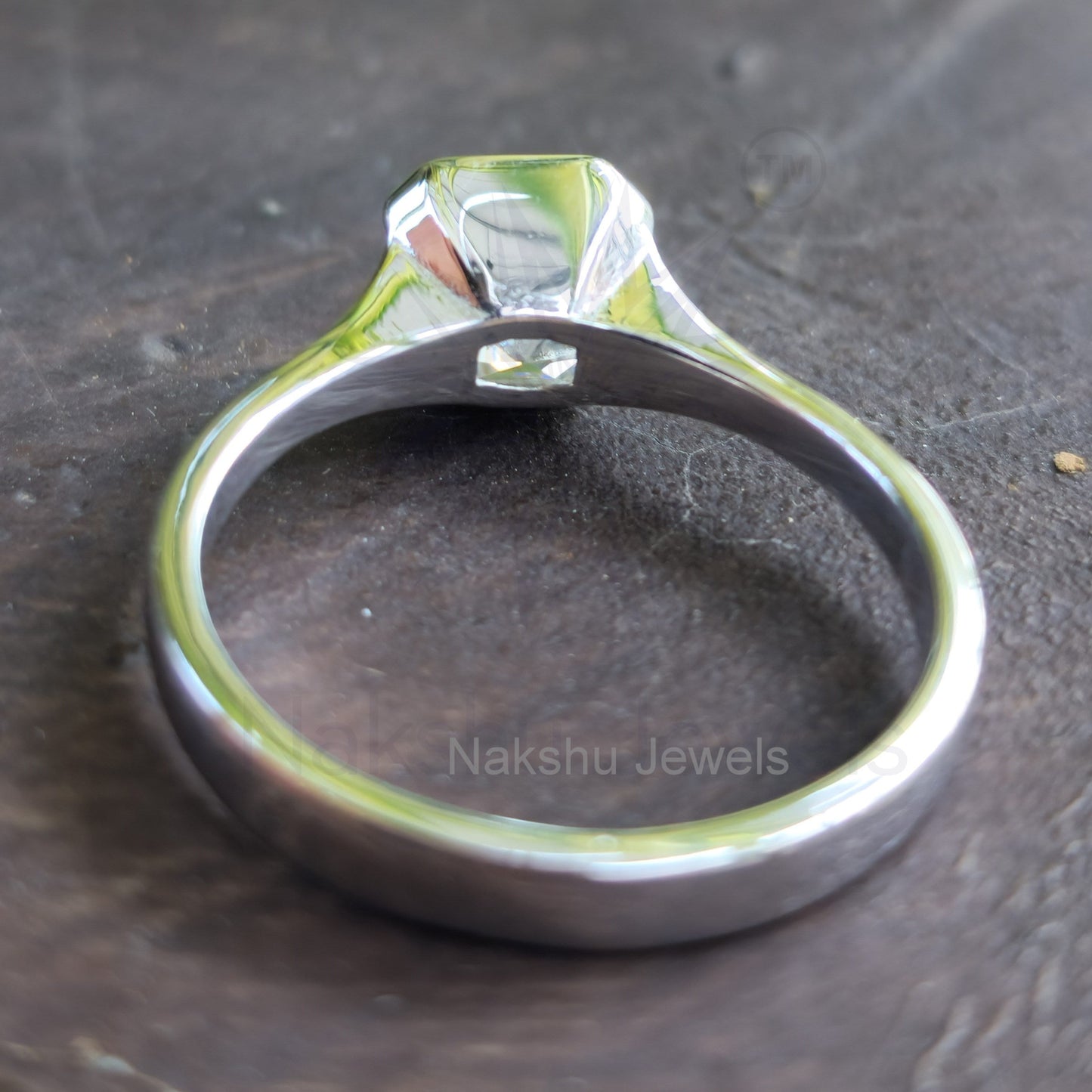 Asscher Cut Solitaire Moissanite Engagement Ring