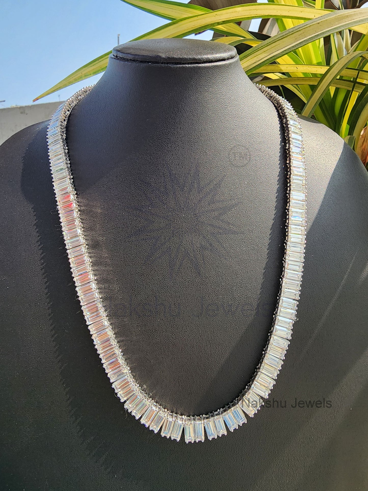 Unisex Baguette Cut Moissanite 8x4 MM Iced Out Tennis Chain