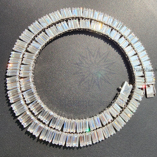 Unisex Baguette Cut Moissanite 8x4 MM Iced Out Tennis Chain