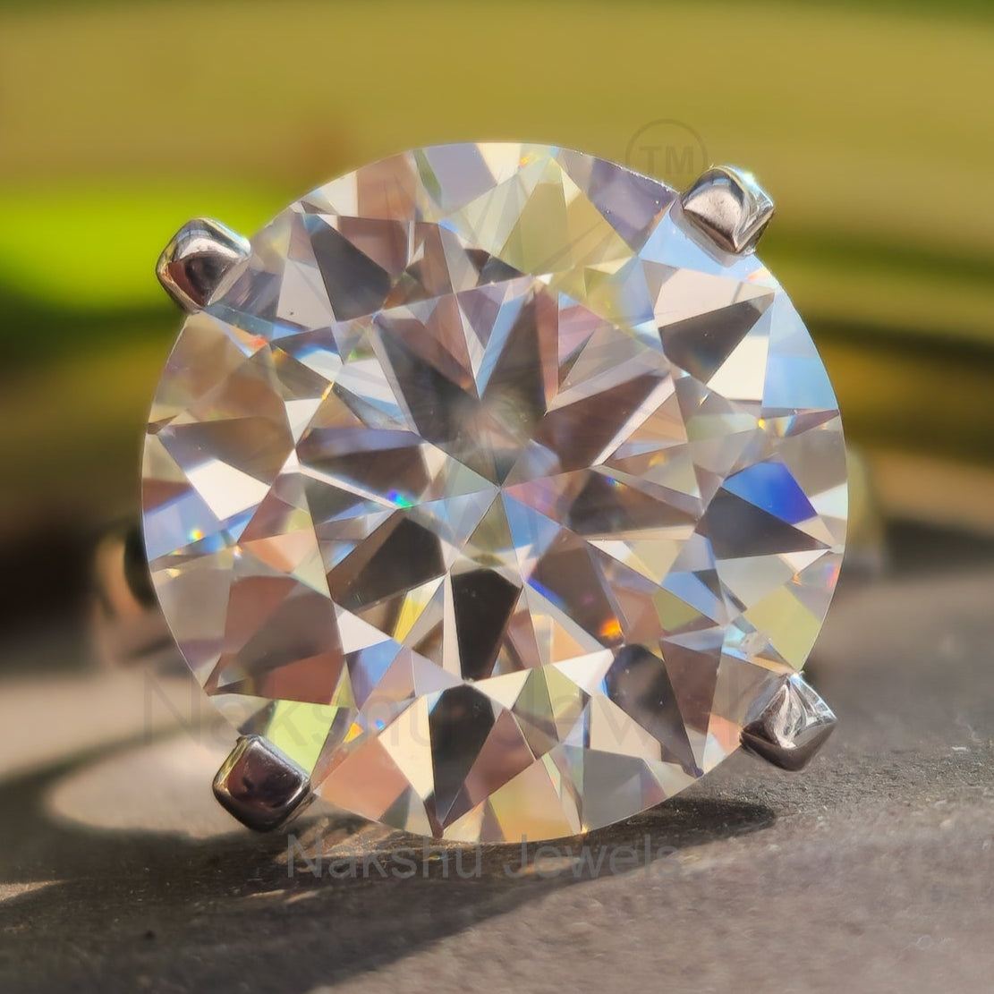 Round Brilliant Cut Moissanite Cathedral Engagement Ring