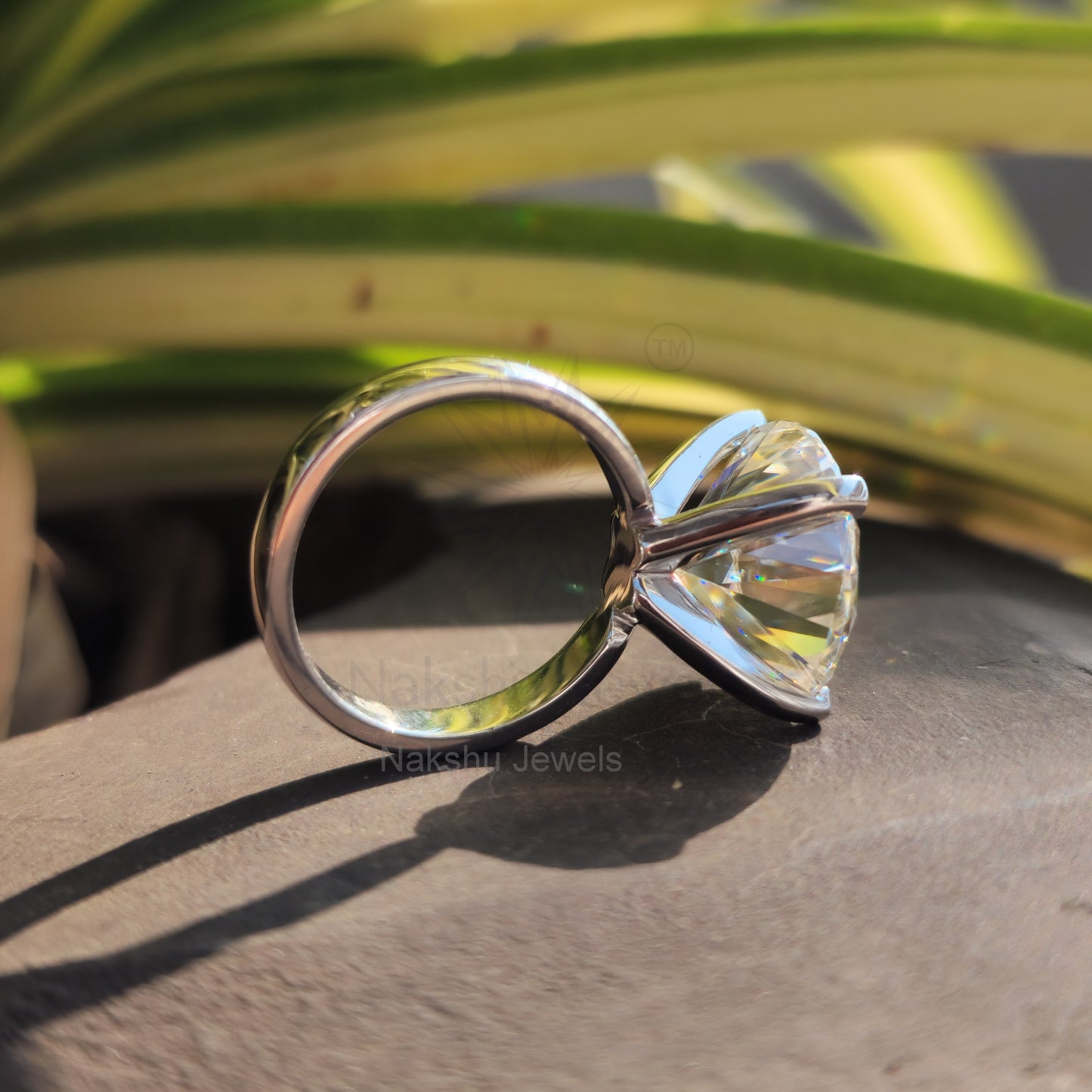 Round Brilliant Cut Moissanite Cathedral Engagement Ring