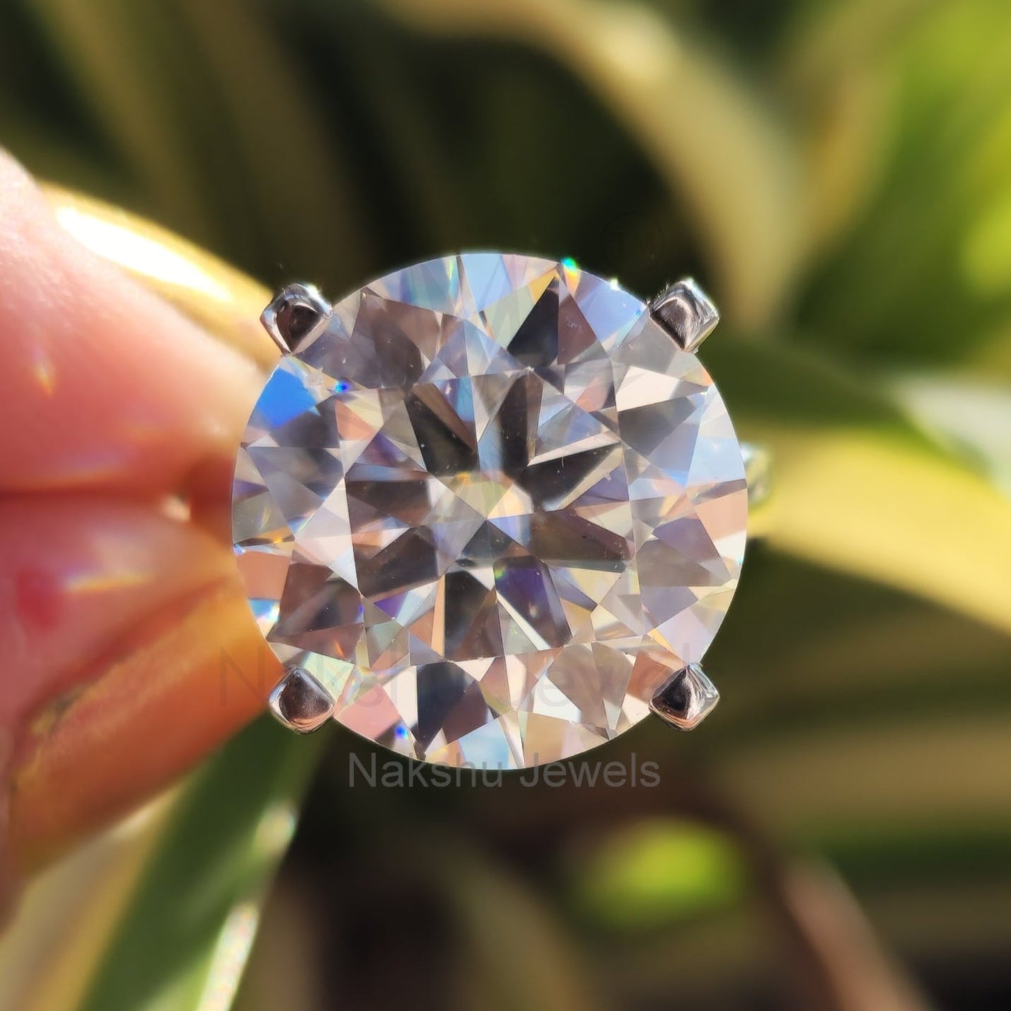 Round Brilliant Cut Moissanite Cathedral Engagement Ring