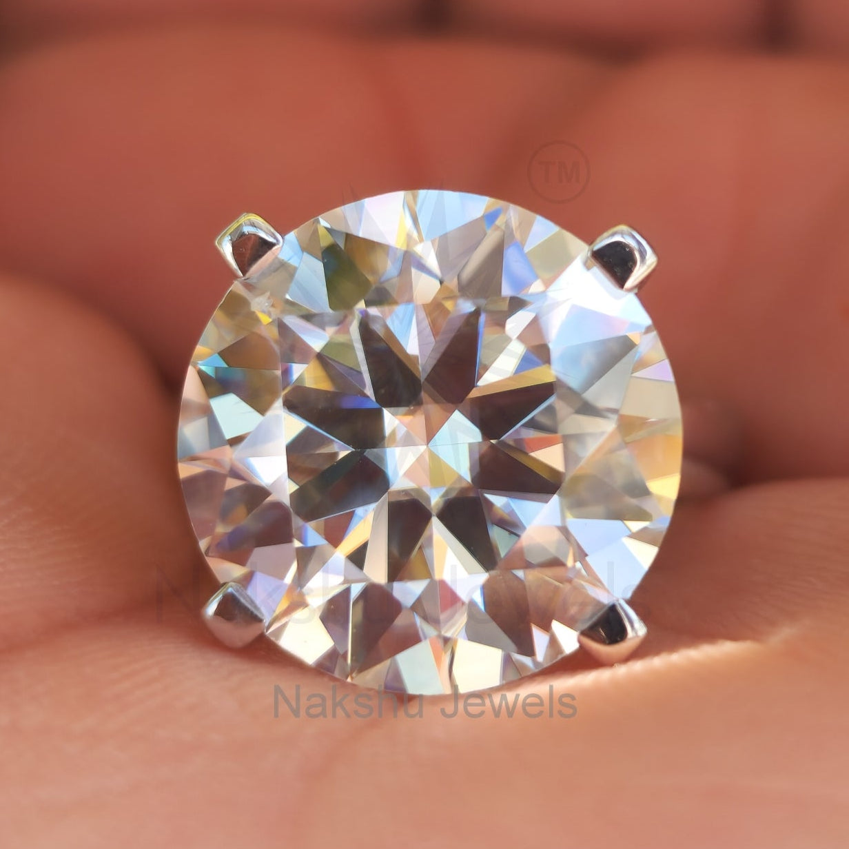 Round Brilliant Cut Moissanite Cathedral Engagement Ring
