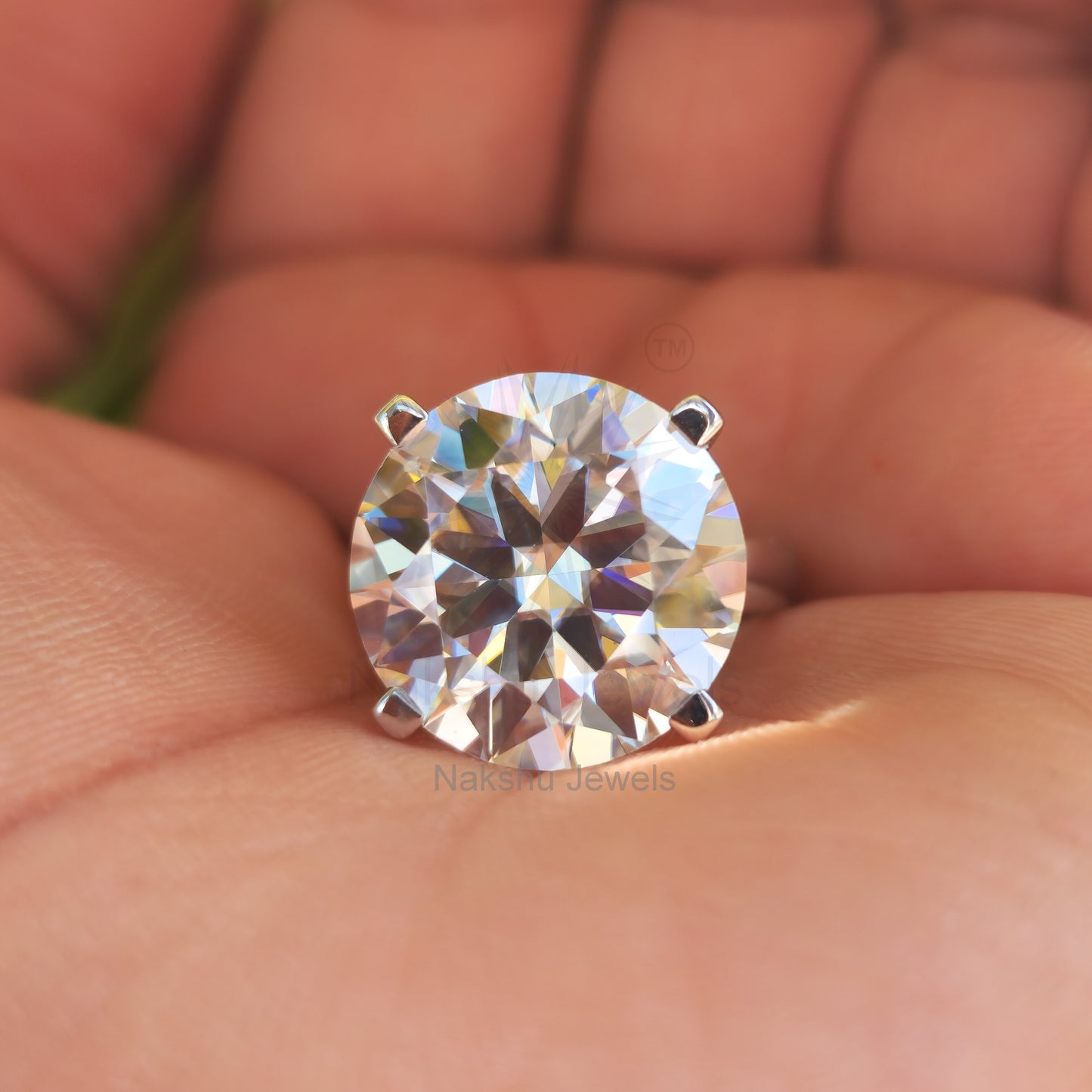 Round Brilliant Cut Moissanite Cathedral Engagement Ring