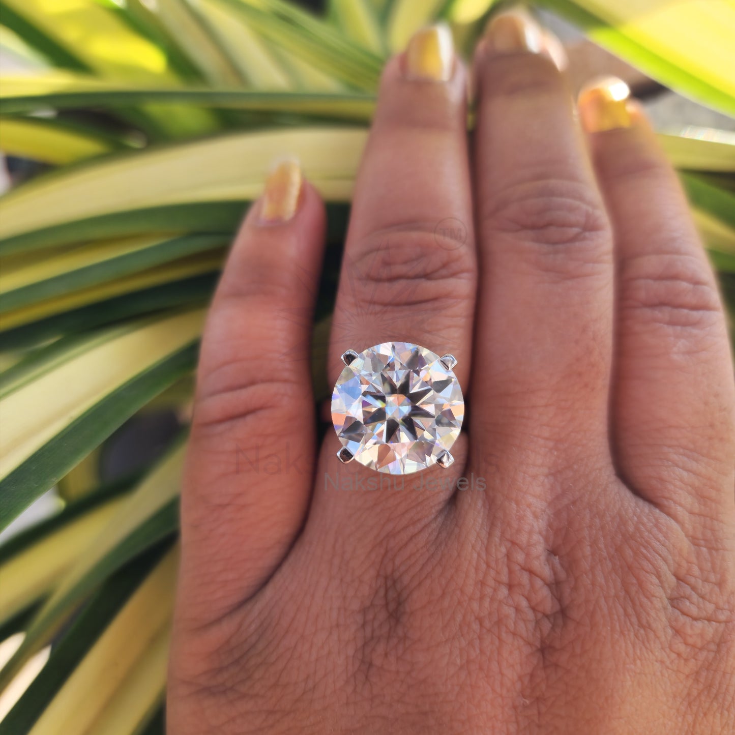 Round Brilliant Cut Moissanite Cathedral Engagement Ring