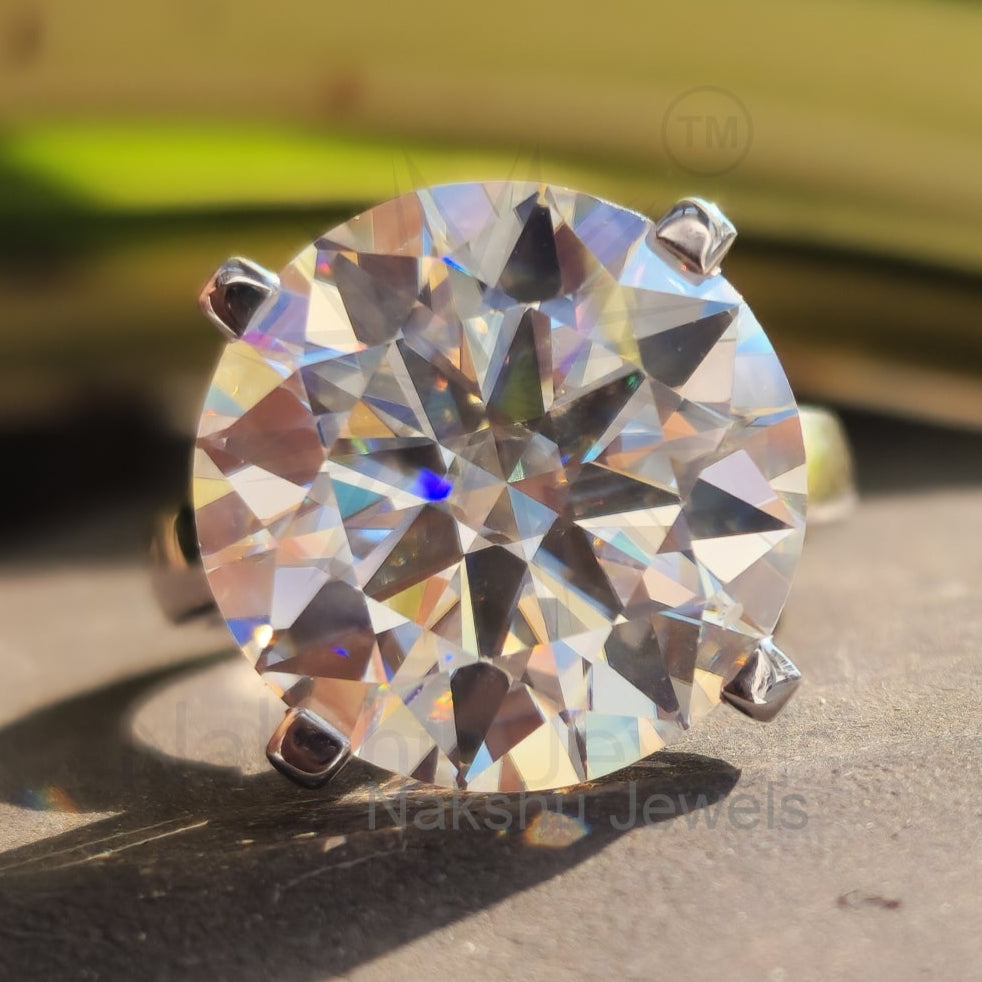 Round Brilliant Cut Moissanite Cathedral Engagement Ring