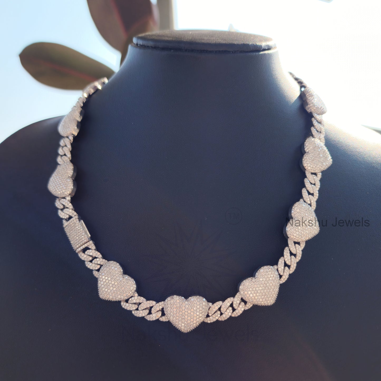 Heart Shaped Moissanite Miami Cuban Link Chain for Unisex