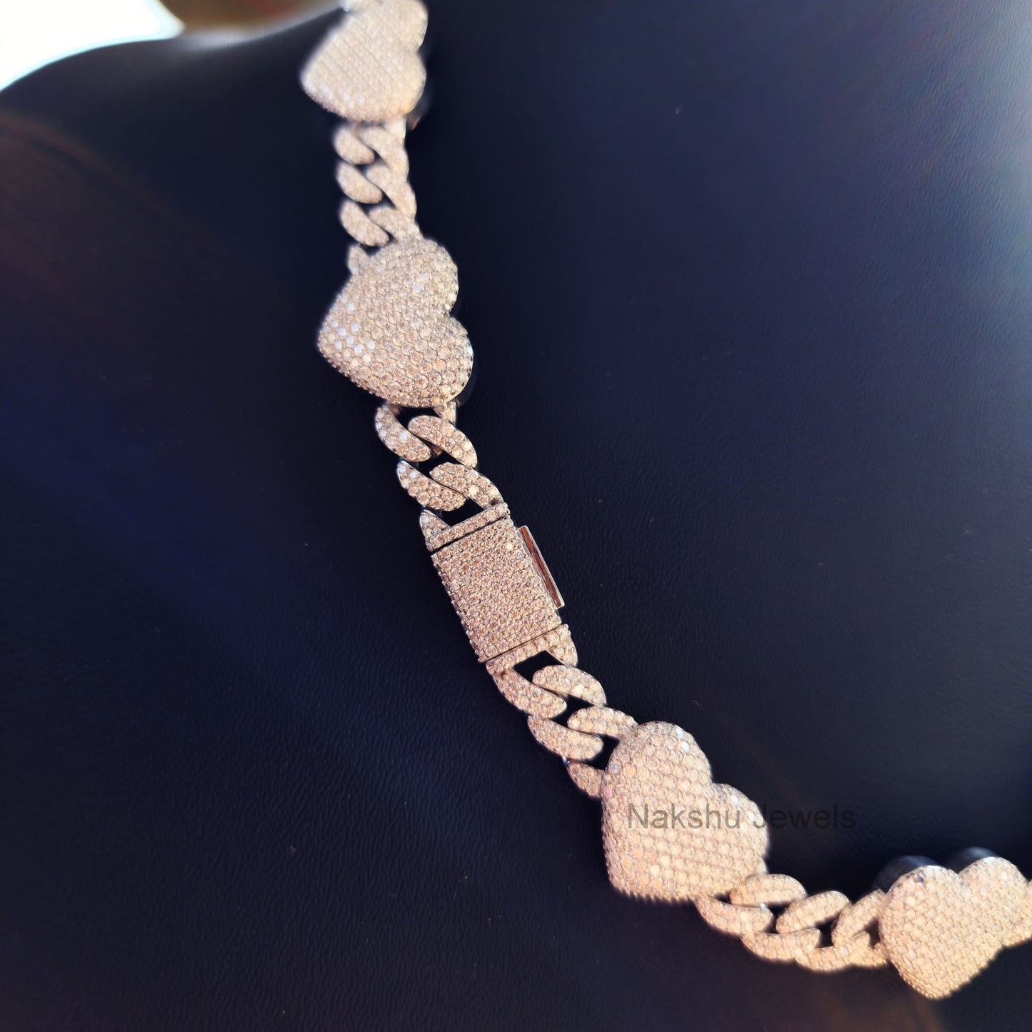 Heart Shaped Moissanite Miami Cuban Link Chain for Unisex