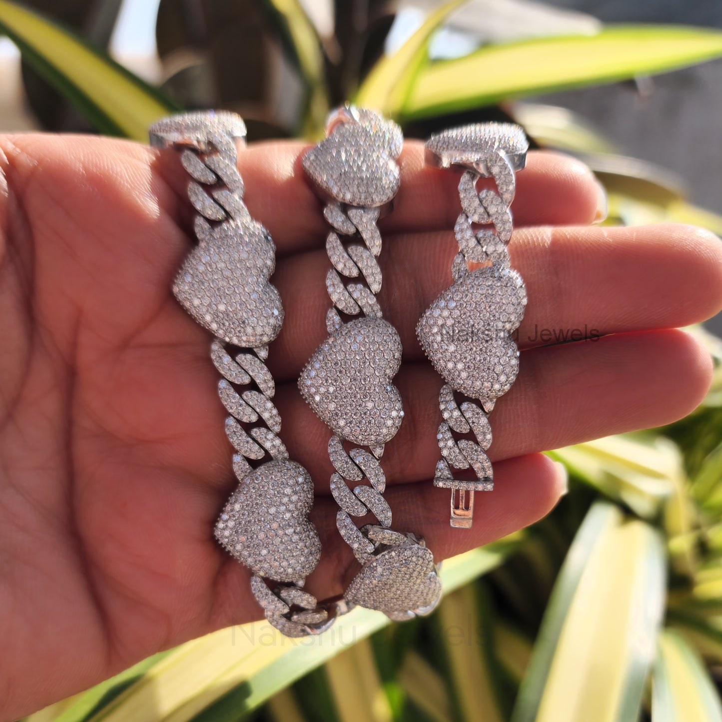 Heart Shaped Moissanite Miami Cuban Link Chain for Unisex