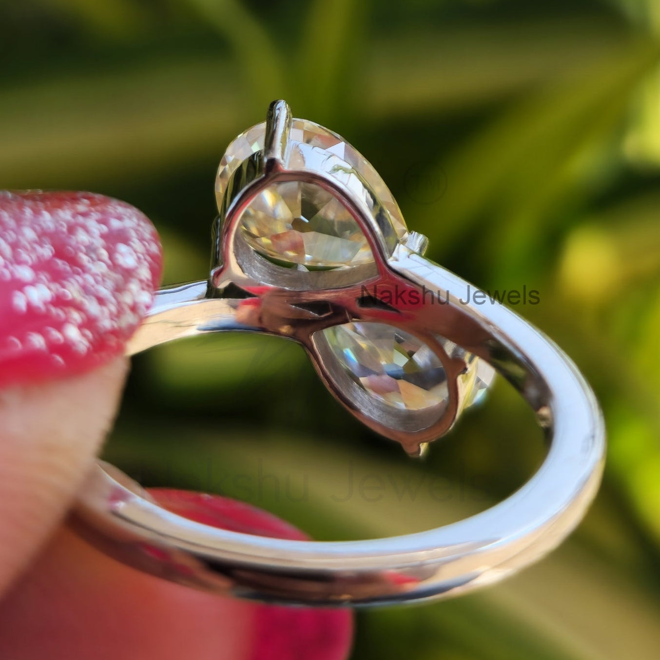 Pear Cut Toi et Moi Moissanite Engagement Ring