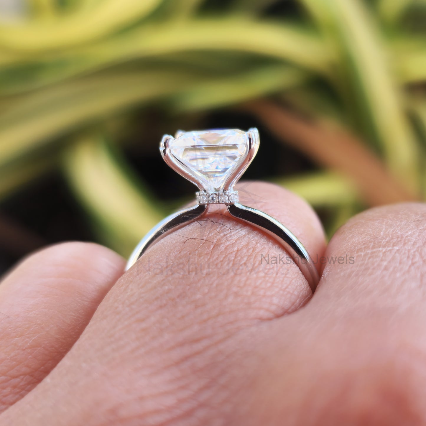 Princess Cut Moissanite Solitaire Engagement Ring