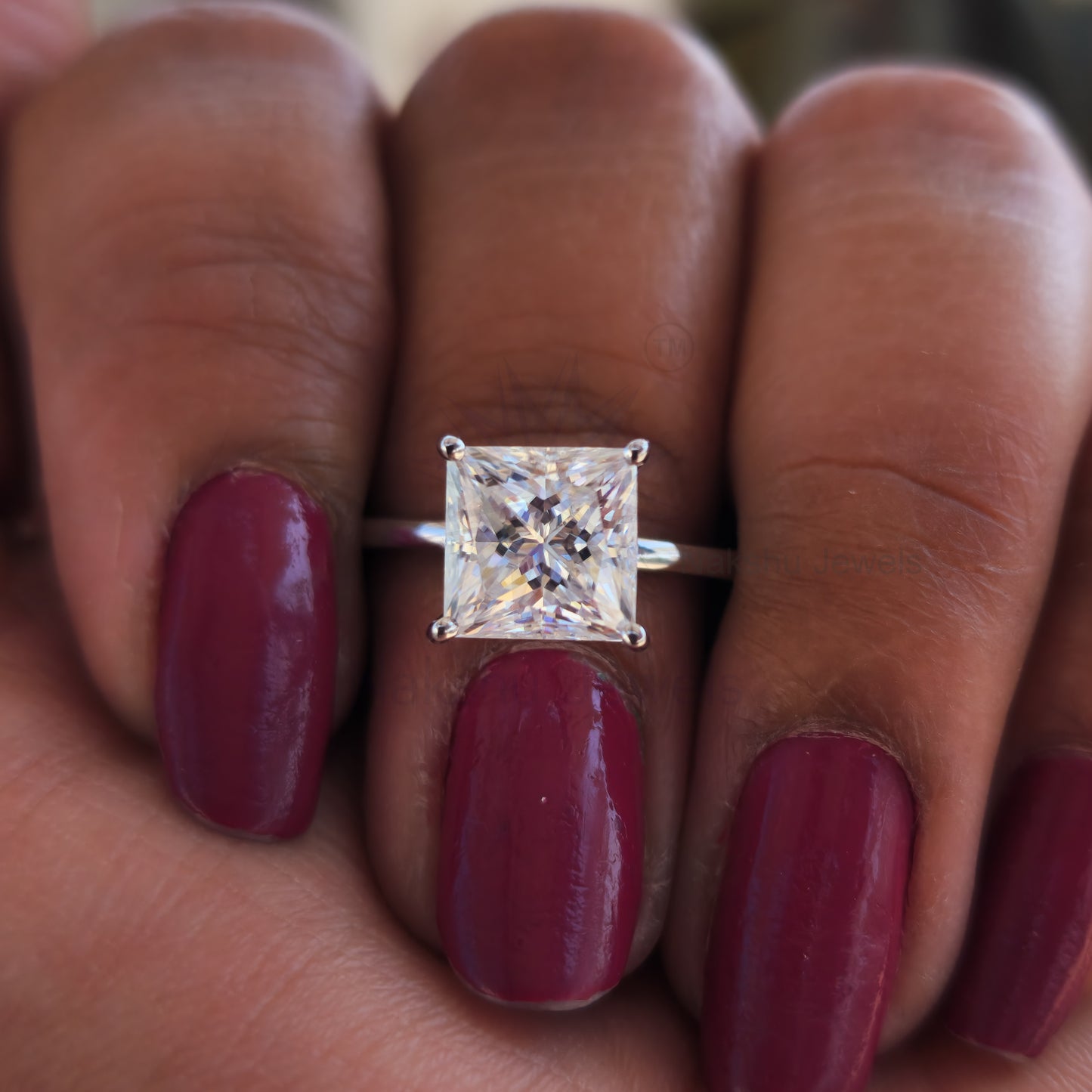 Princess Cut Moissanite Solitaire Engagement Ring