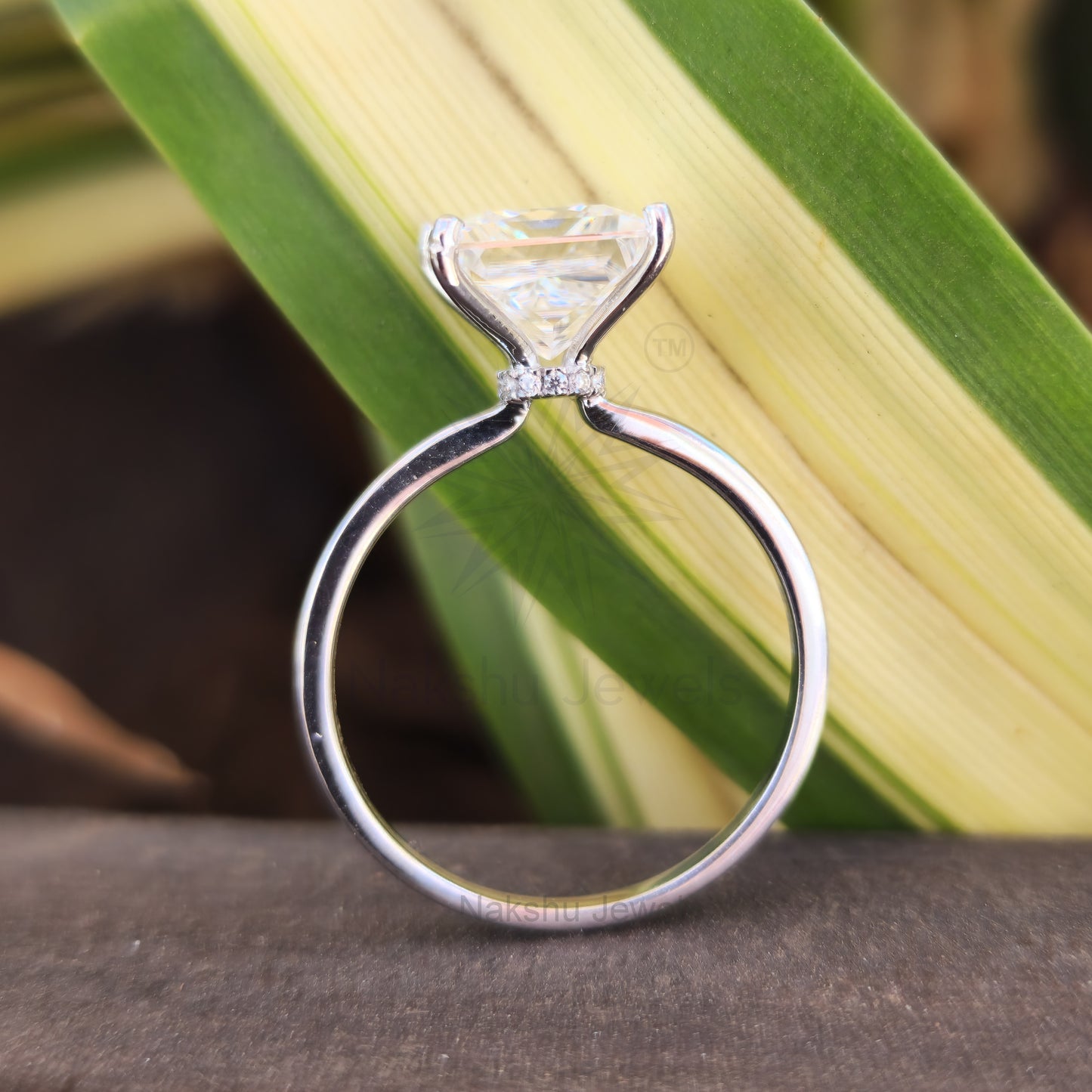 Princess Cut Moissanite Solitaire Engagement Ring
