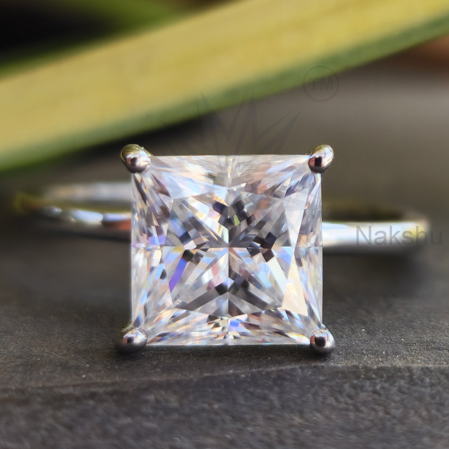Princess Cut Moissanite Solitaire Engagement Ring