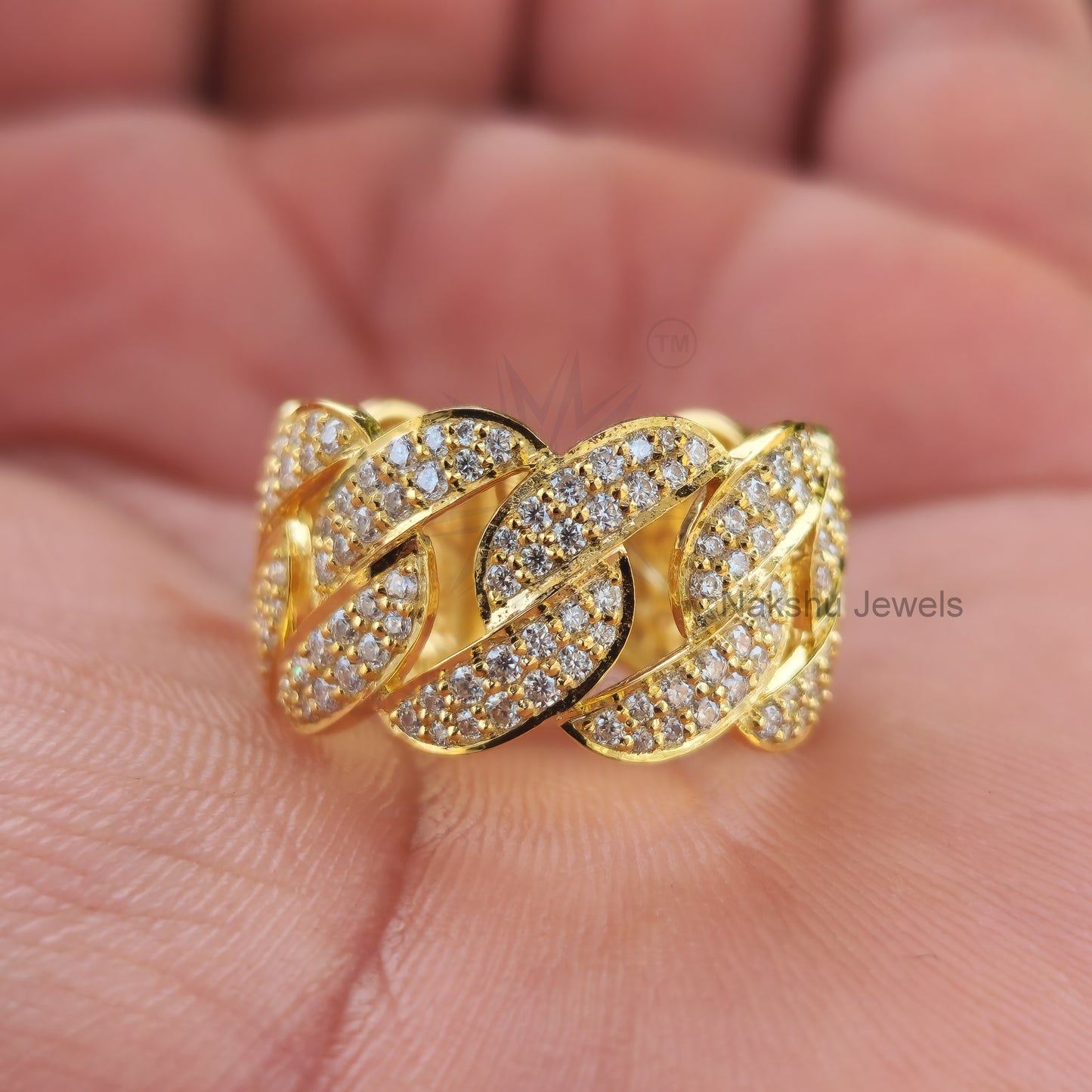 2 mm Moissanite Men Hip Hop Iced Out Miami Cuban Link Chain Ring