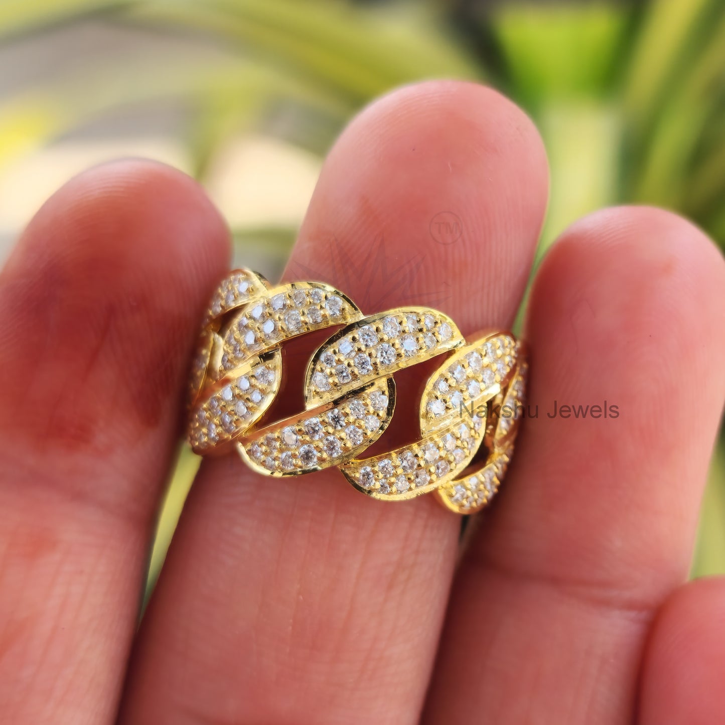 2 mm Moissanite Men Hip Hop Iced Out Miami Cuban Link Chain Ring