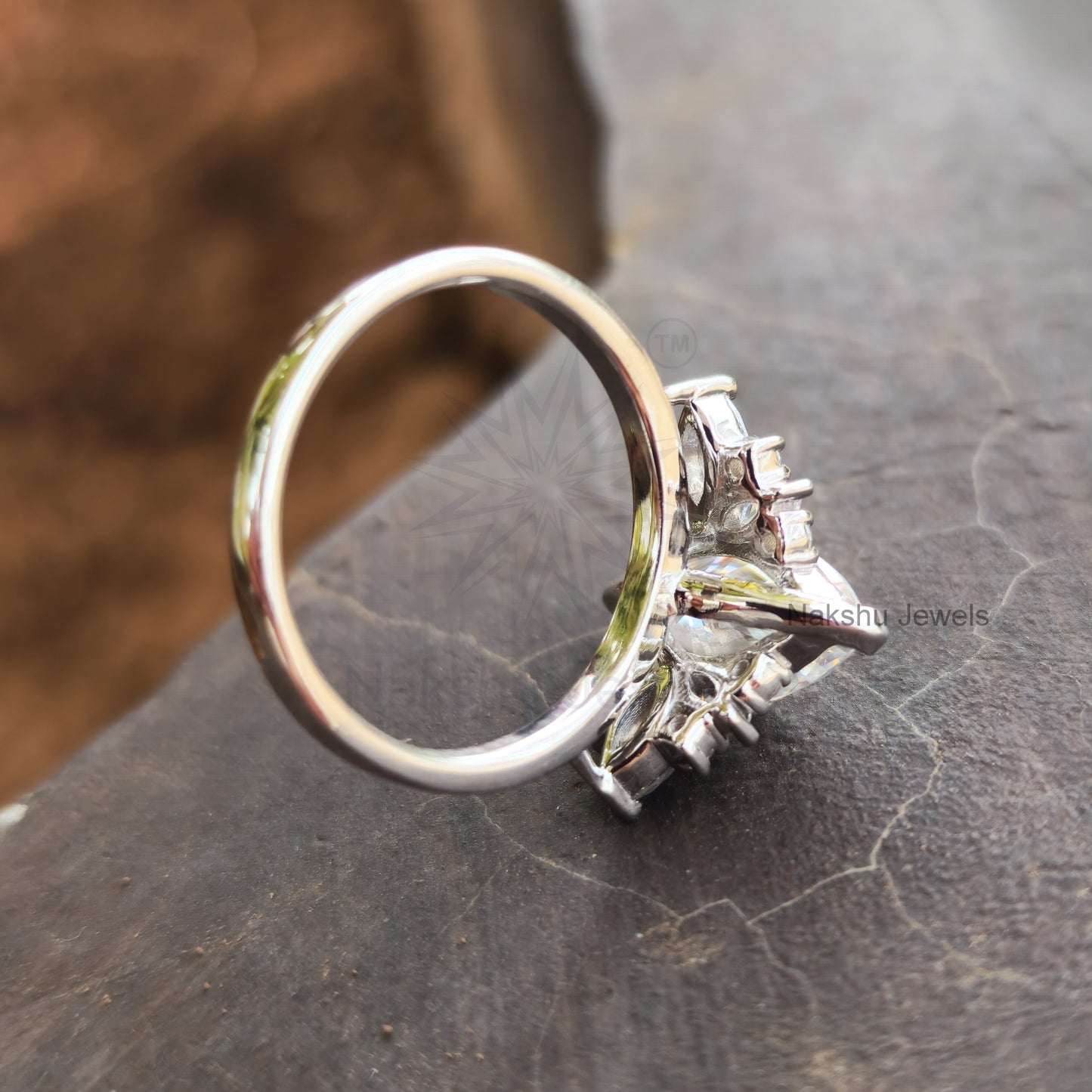Marquise Cut Moissanite Cluster Engagement Ring