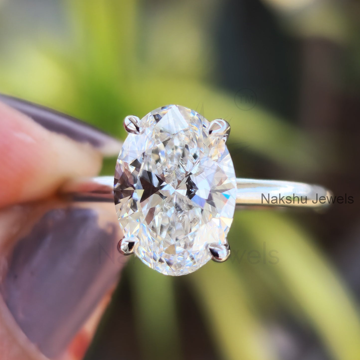 Solitaire Muse Oval Moissanite Engagement Ring for Women