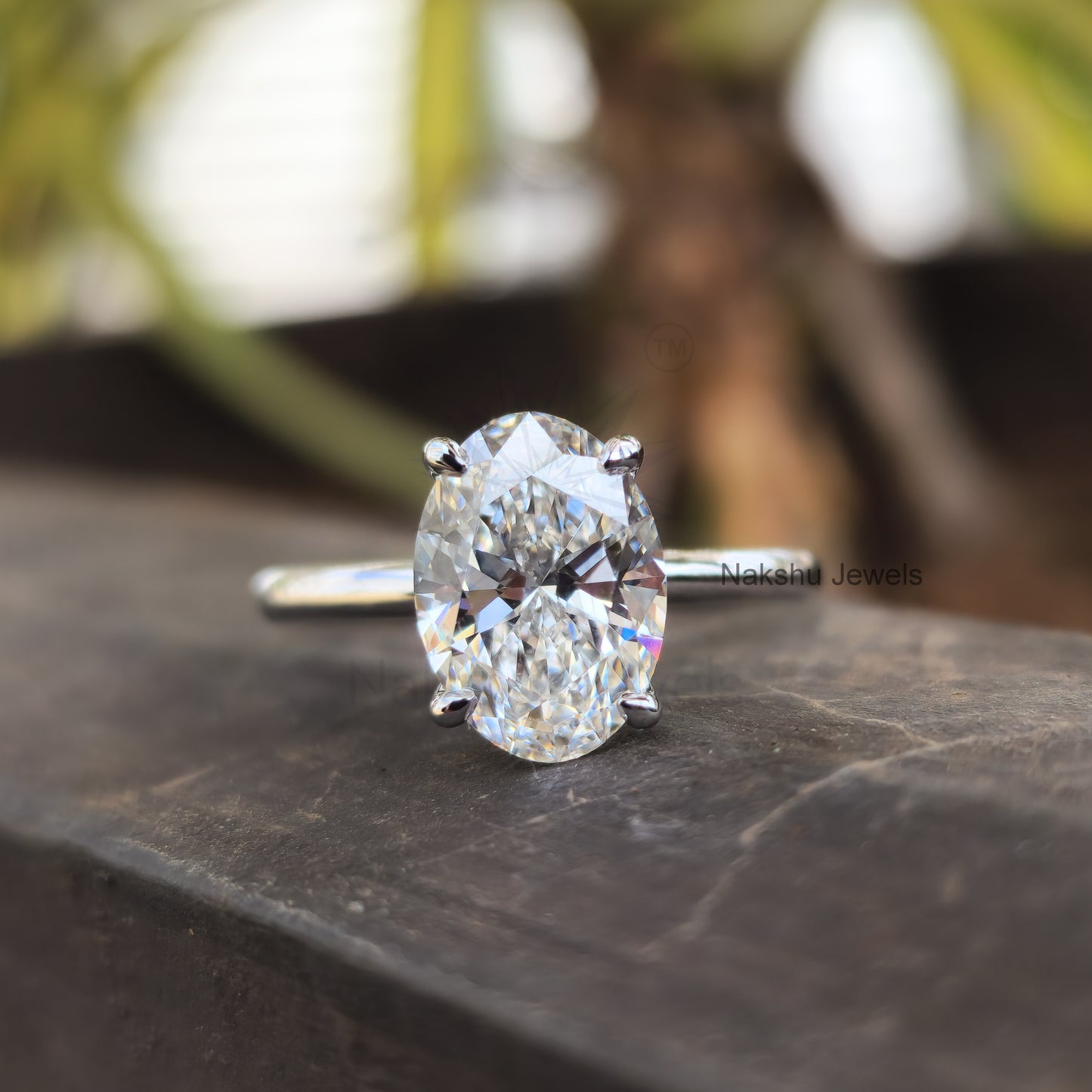 Solitaire Muse Oval Moissanite Engagement Ring for Women