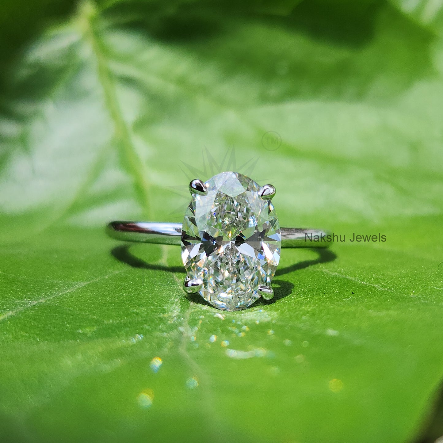 Solitaire Muse Oval Moissanite Engagement Ring for Women