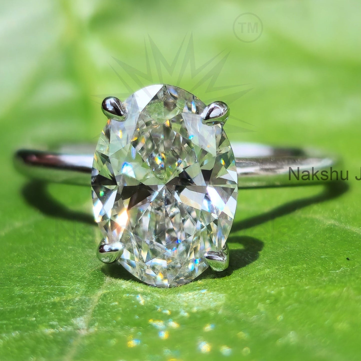 Solitaire Muse Oval Moissanite Engagement Ring for Women