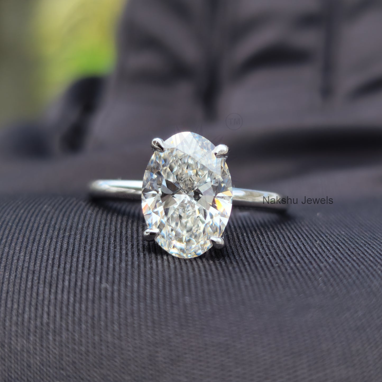Solitaire Muse Oval Moissanite Engagement Ring for Women