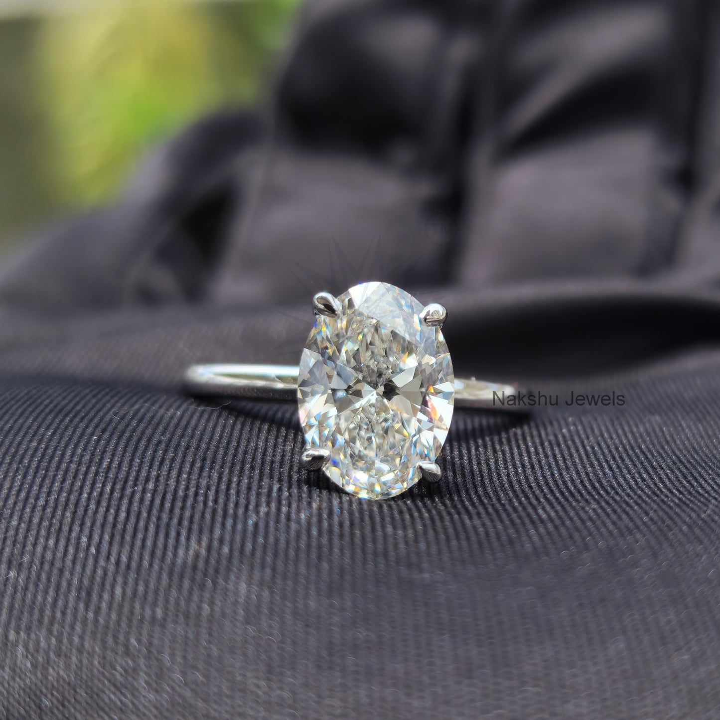 Solitaire Muse Oval Moissanite Engagement Ring for Women