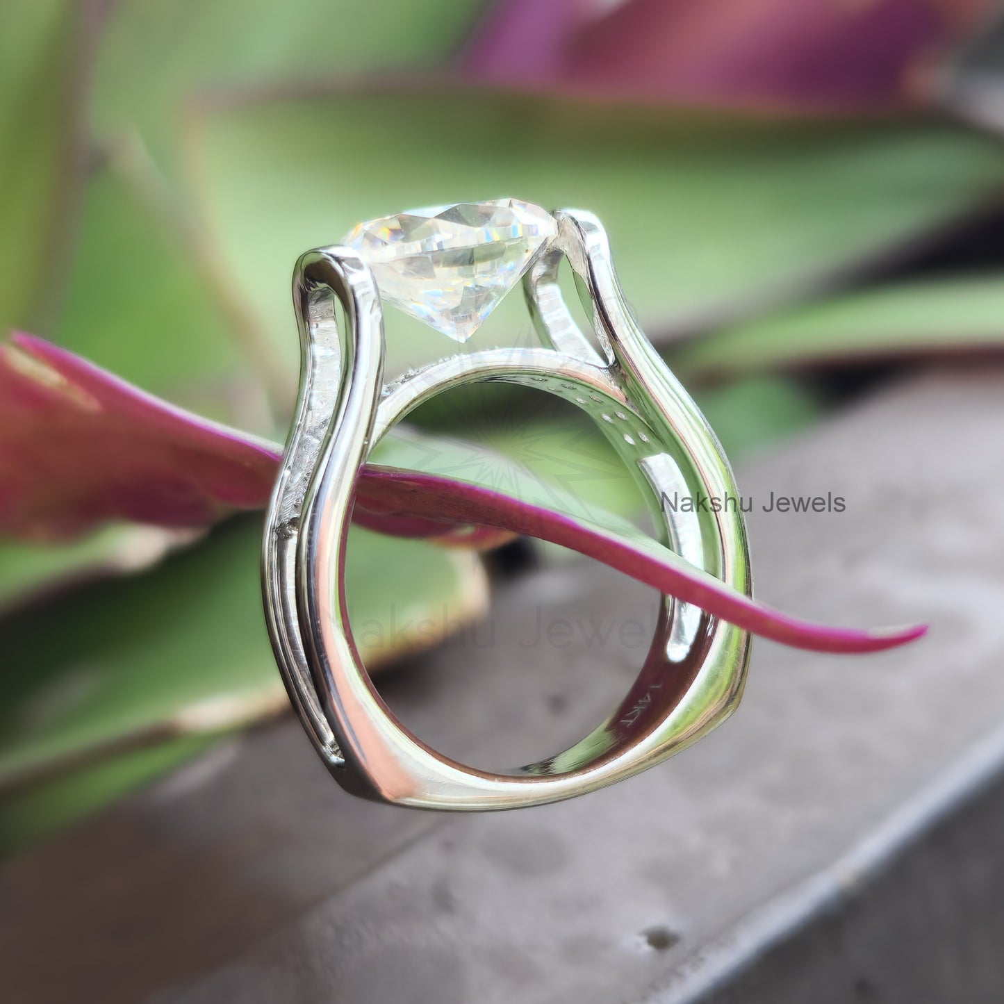 East West Oval Brilliant Cut Unique Euro Shank Moissanite Engagement Ring