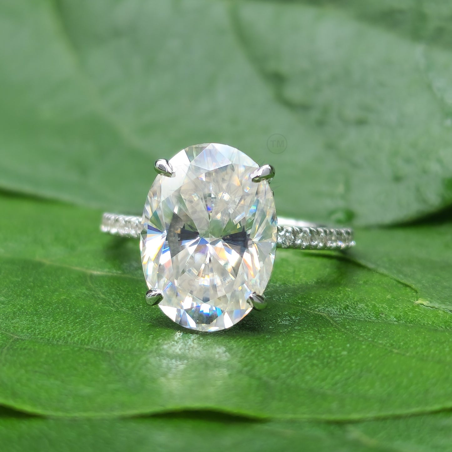 Modern Oval Hidden Halo Moissanite Engagement Ring for Women