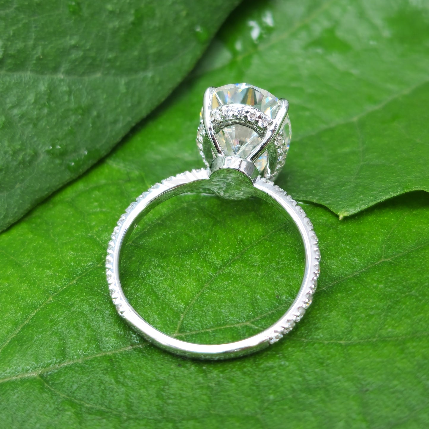 Modern Oval Hidden Halo Moissanite Engagement Ring for Women