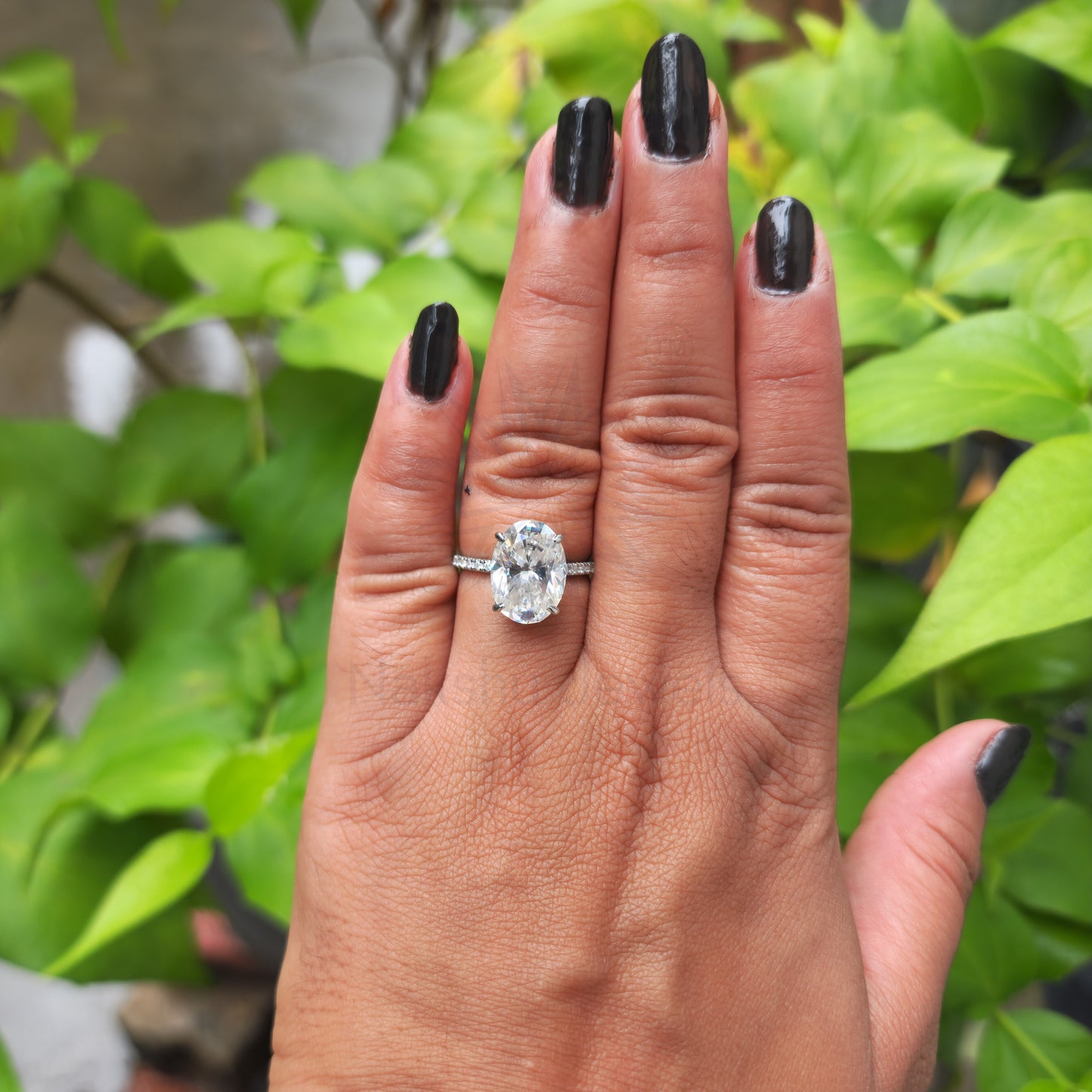 Modern Oval Hidden Halo Moissanite Engagement Ring for Women