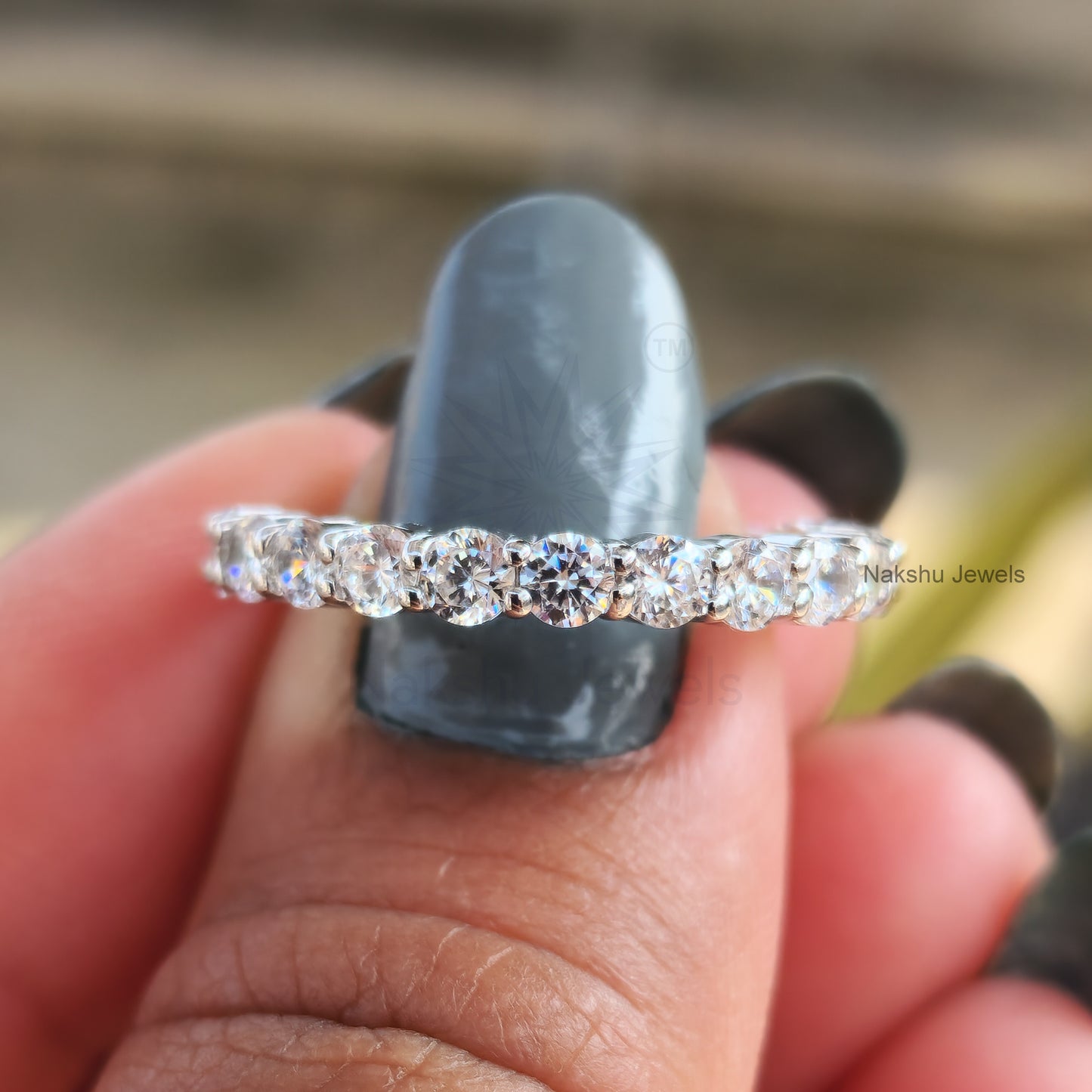 Round Cut Moissanite Wedding Bridal Ring Set For Her