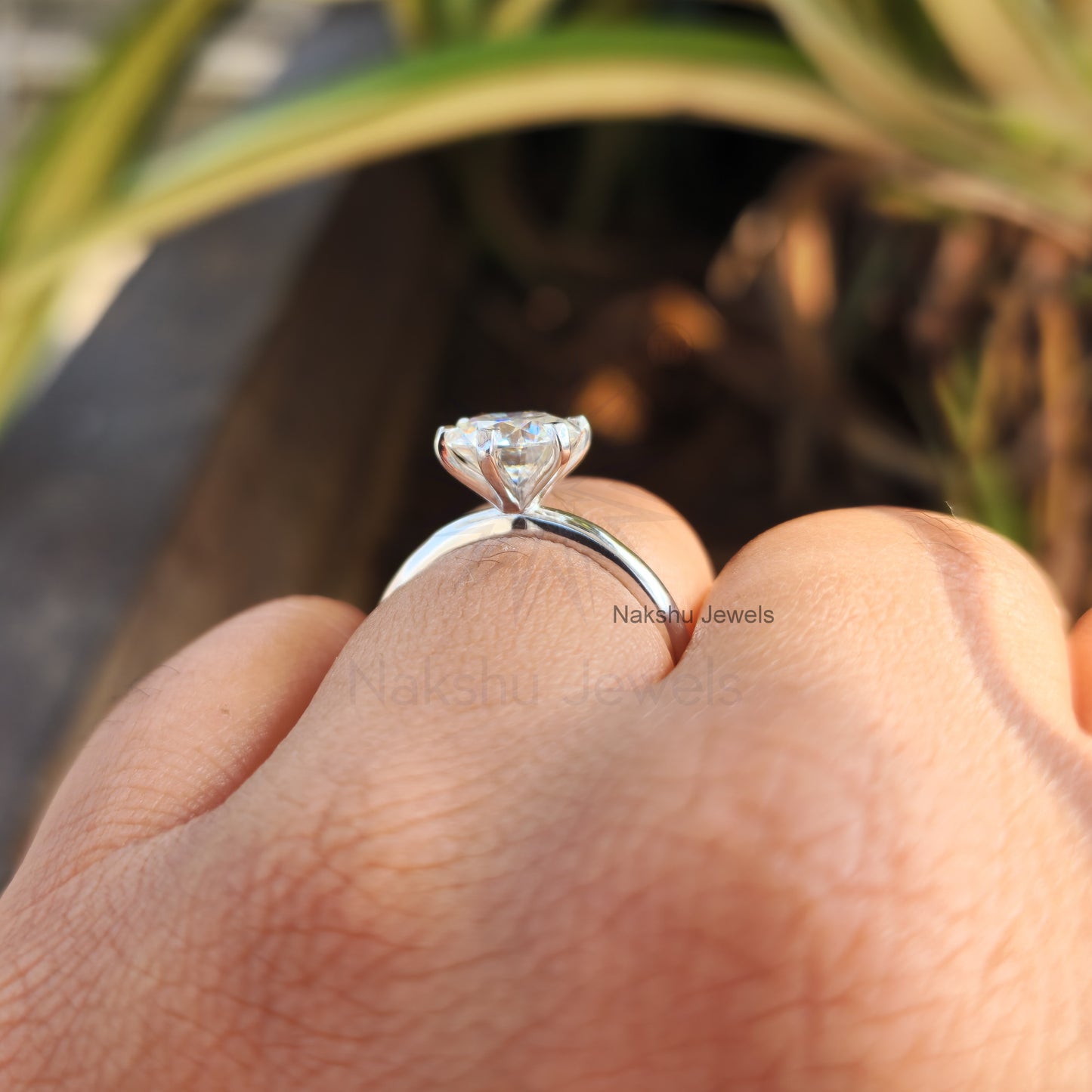 Round Cut Moissanite Wedding Bridal Ring Set For Her