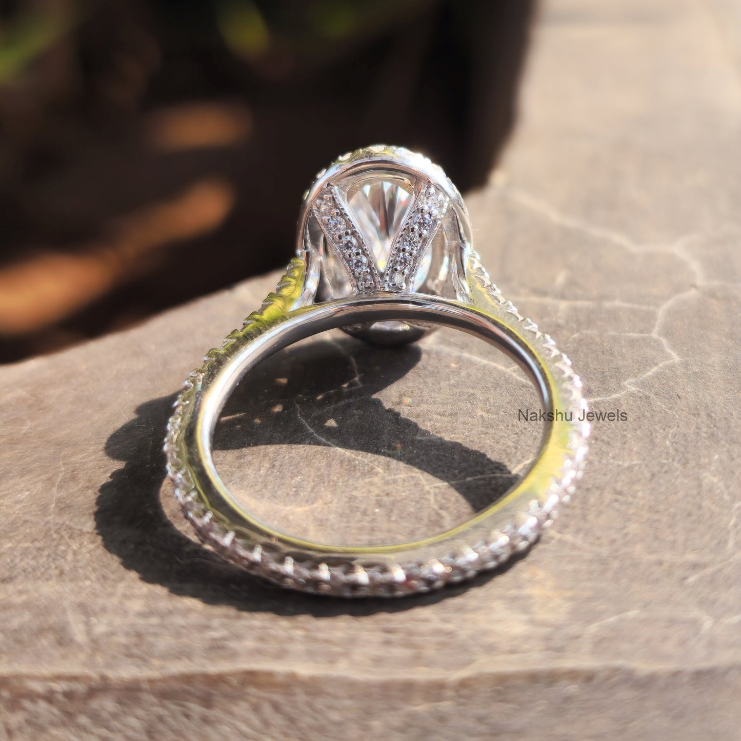 Moissanite Oval Halo Engagement Ring for Women