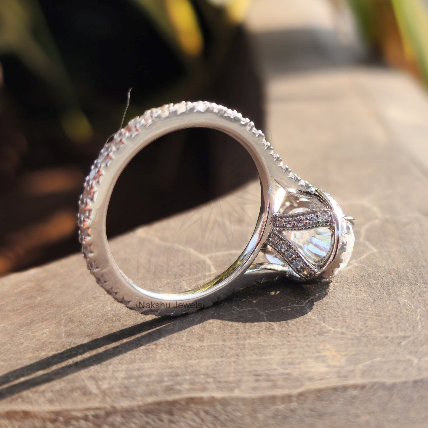 Moissanite Oval Halo Engagement Ring for Women