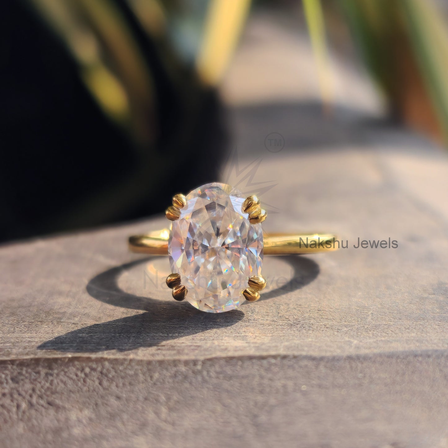 Classic Oval Cut Moissanite Solitaire Engagement Ring