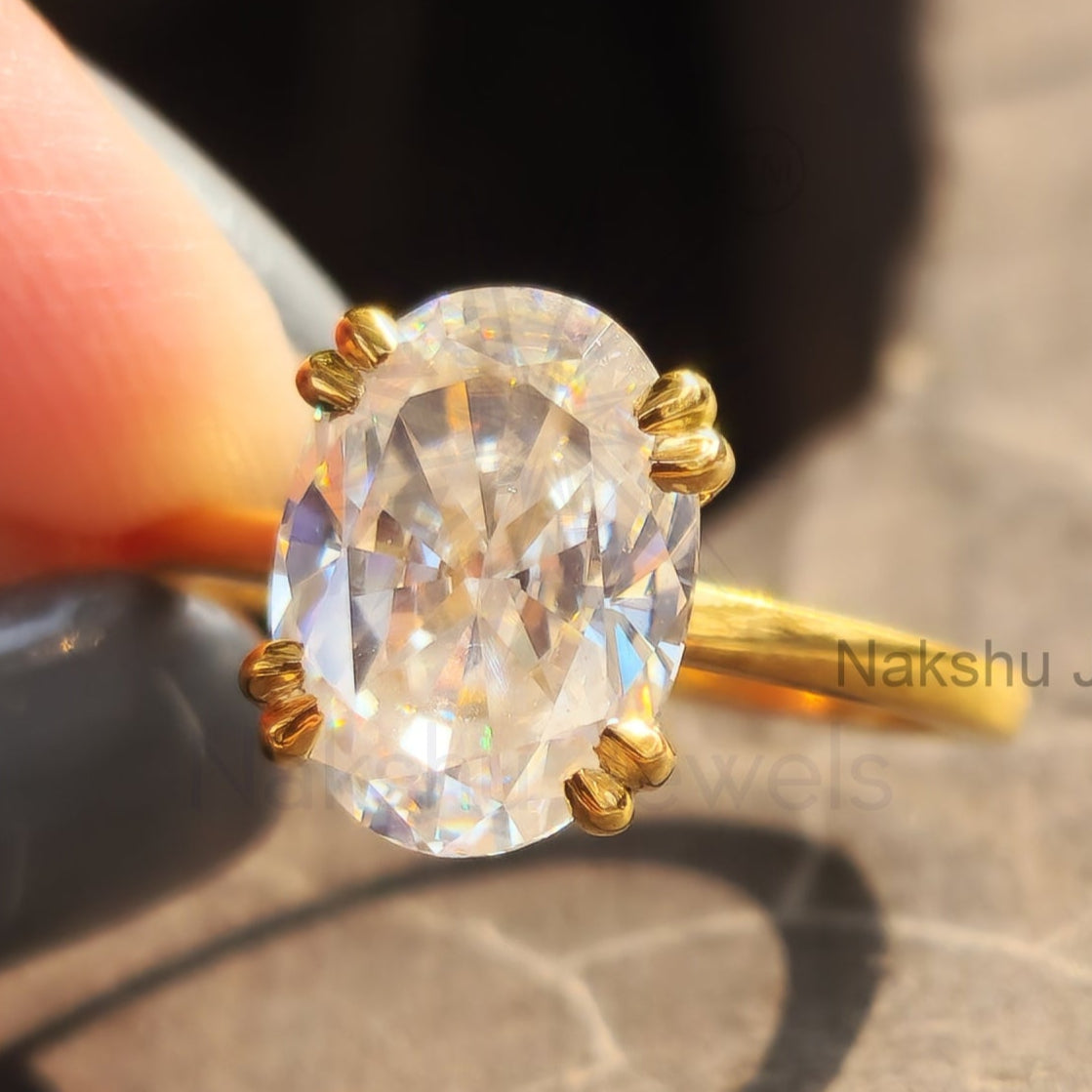 Classic Oval Cut Moissanite Solitaire Engagement Ring