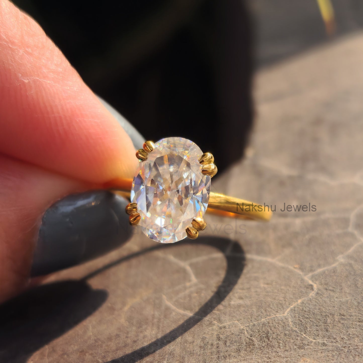 Classic Oval Cut Moissanite Solitaire Engagement Ring